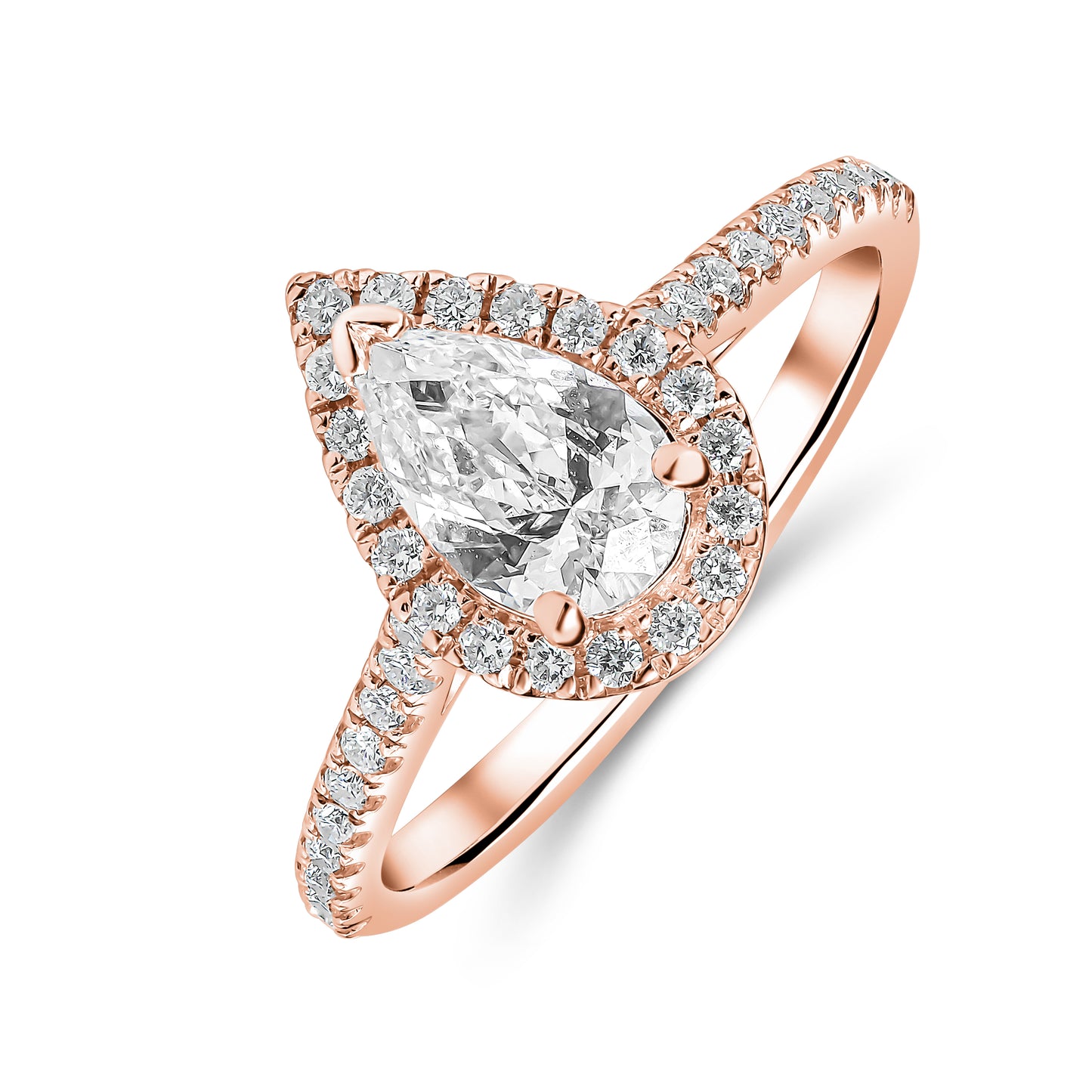 Pear Shape Lab Diamond Single Halo Ring