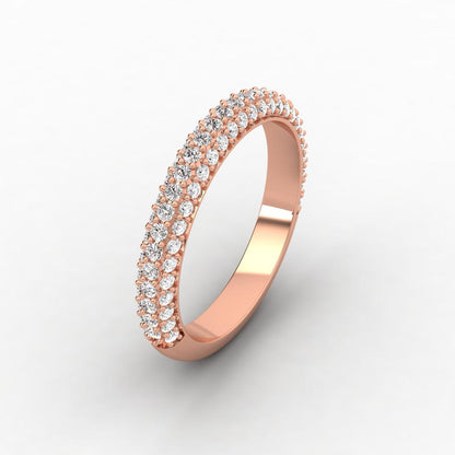 Wedding Band Pave Setting with Round Brilliant Diamonds