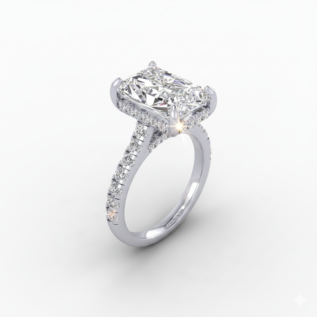 Radiant Brilliant Cut Lab Diamond Engagement Ring (Floating Head) (1ct+)