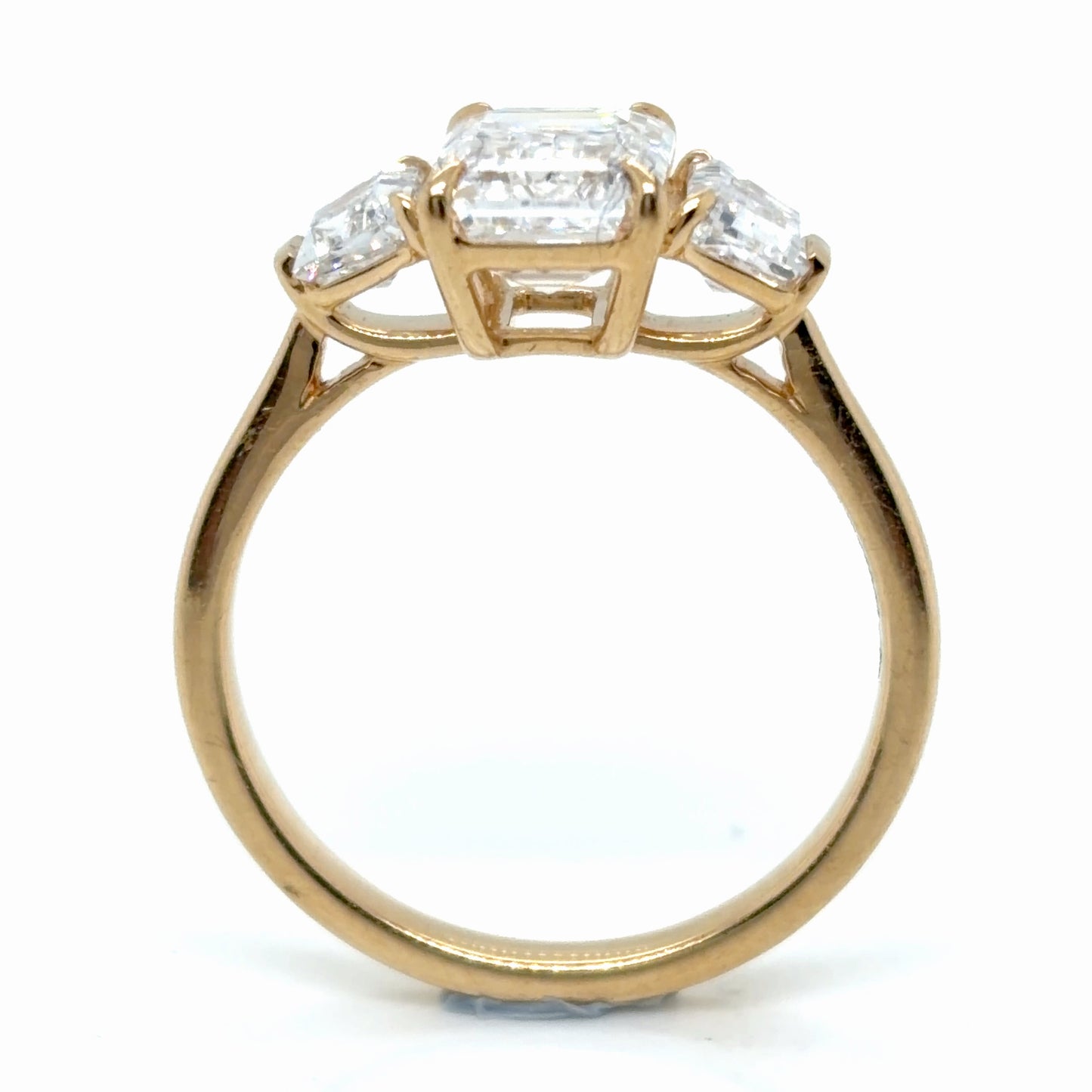 Emerald Trilogy Lab Diamond Engagement Ring With Trapezoid Sides